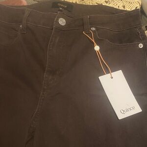 Quince Women’s Bella stretch wide leg jeans in coffee, bean brown